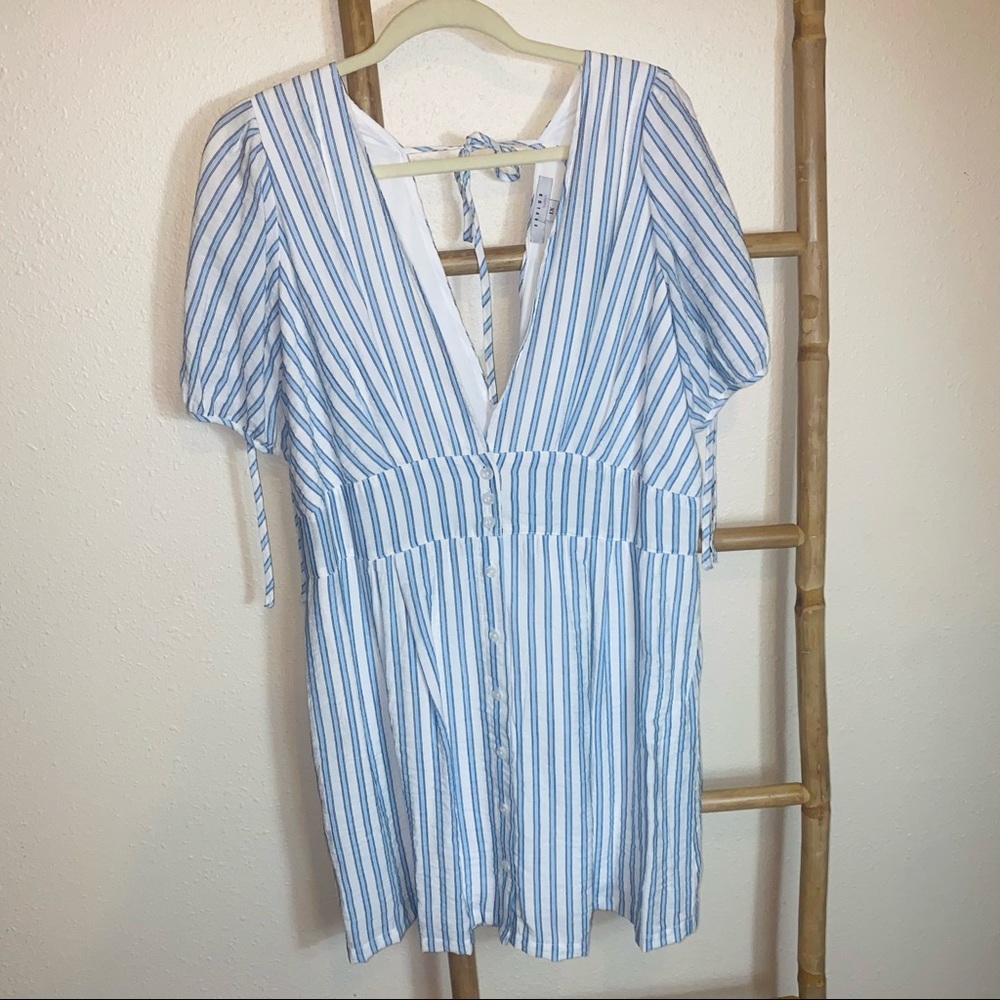 Favlux 1XL dress blue white stripes button tie - Picture 1 of 8